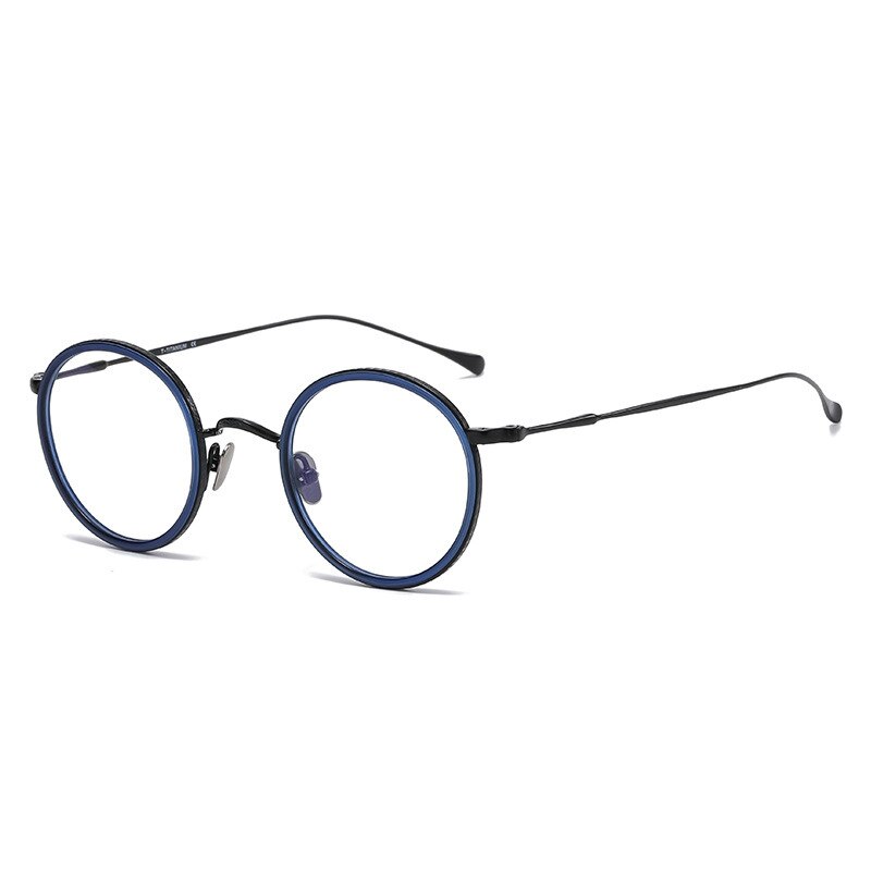 CCspace Unisex Full Rim Round Titanium Eyeglasses 53234 Full Rim CCspace Blue China