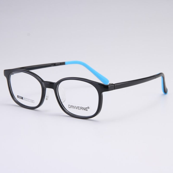 Gmei Unisex Children's Full Rim Round Rectangle Silicone TR90 Eyeglasses 8601 Full Rim Gmei Optical Black  