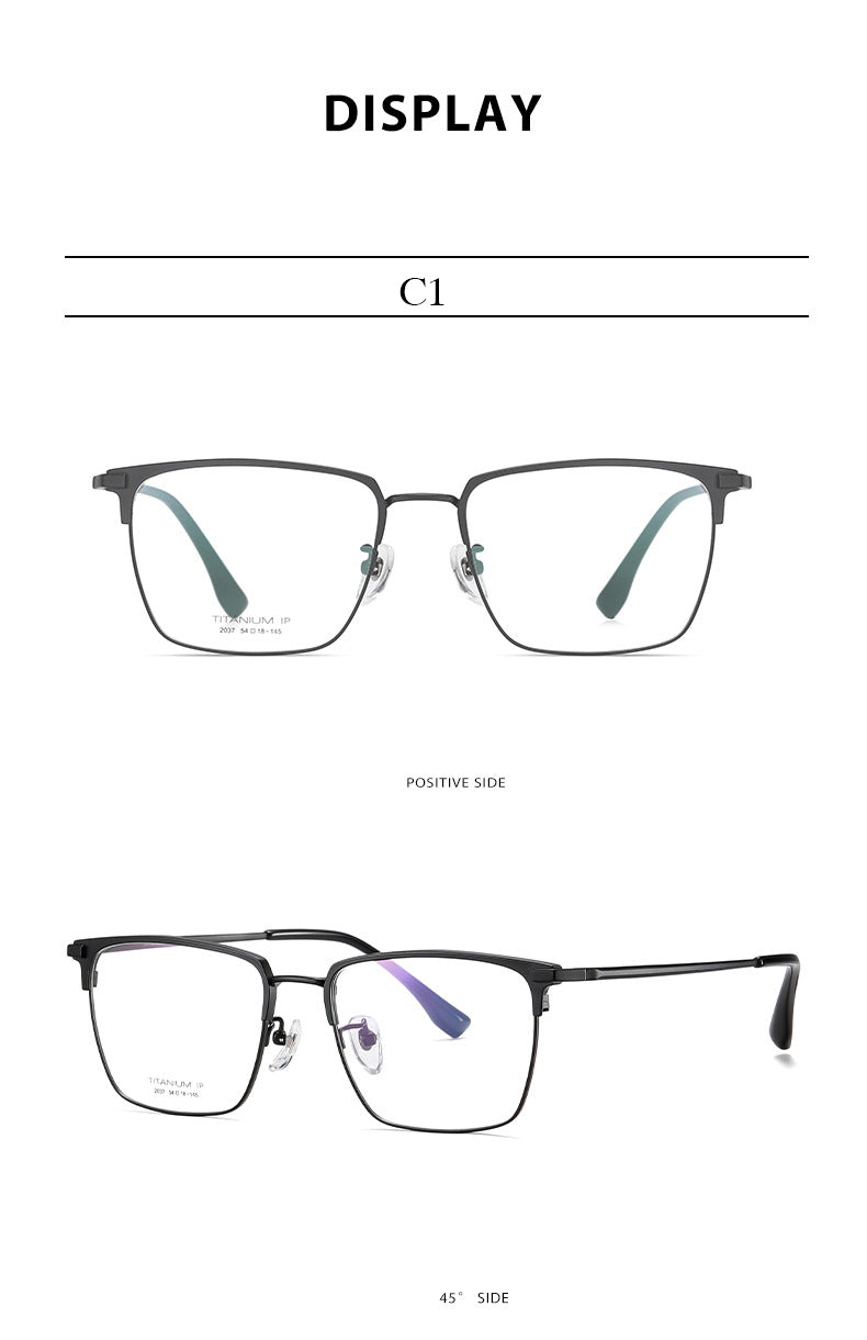 Hotochki Men's Full Rim Square Titanium Frame Eyeglasses Yj2037 Full Rim Hotochki