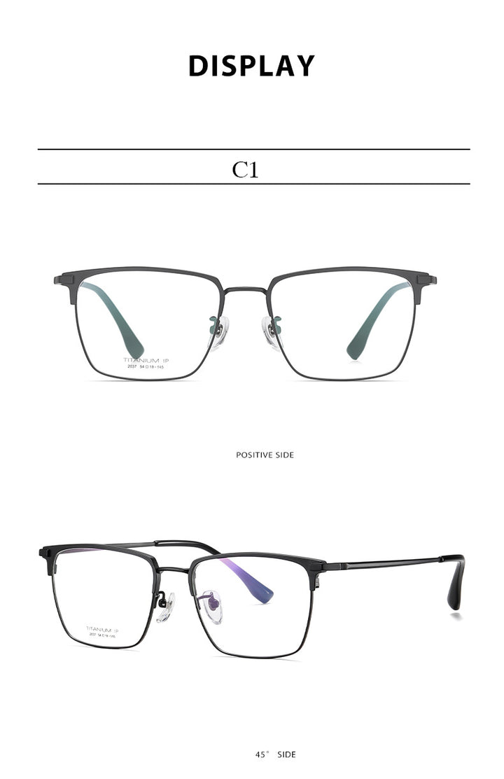 Hotochki Men's Full Rim Square Titanium Frame Eyeglasses Yj2037 Full Rim Hotochki