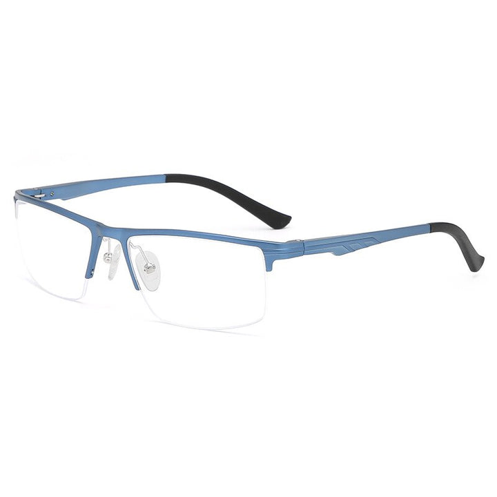 Hdcrafter Men's Semi Rim Rectangle Tr 90 Alloy Eyeglasses Kl6122 Semi Rim Hdcrafter Eyeglasses Blue
