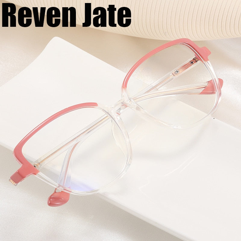 Reven Jate Women's Full Rim Cat Eye PC Resin Eyeglasses 81060 Full Rim Reven Jate   