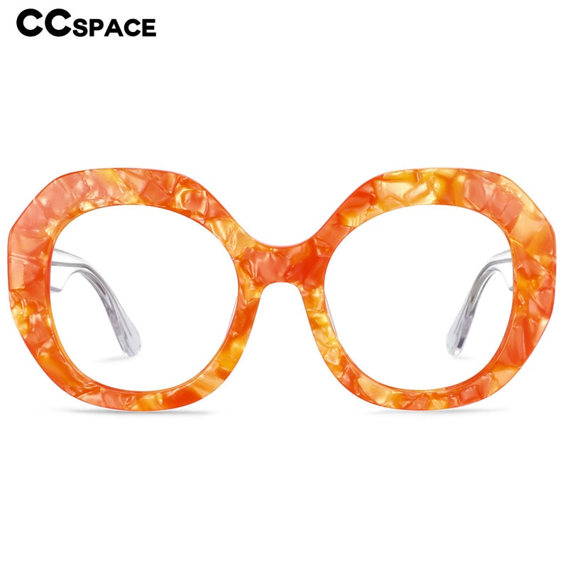 CCspace Women's Full Rim Oversized Round Acetate Frame Eyeglasses 54069 Full Rim CCspace