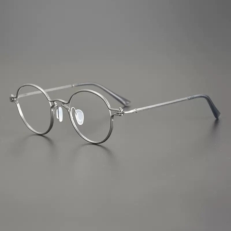 Gatenac Unisex Full Rim Round Titanium Eyeglasses Gxyj899 Full Rim Gatenac Gun