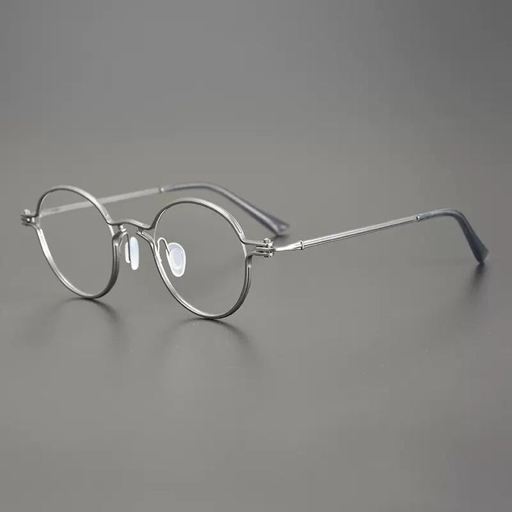 Gatenac Unisex Full Rim Round Titanium Eyeglasses Gxyj899 Full Rim Gatenac Gun