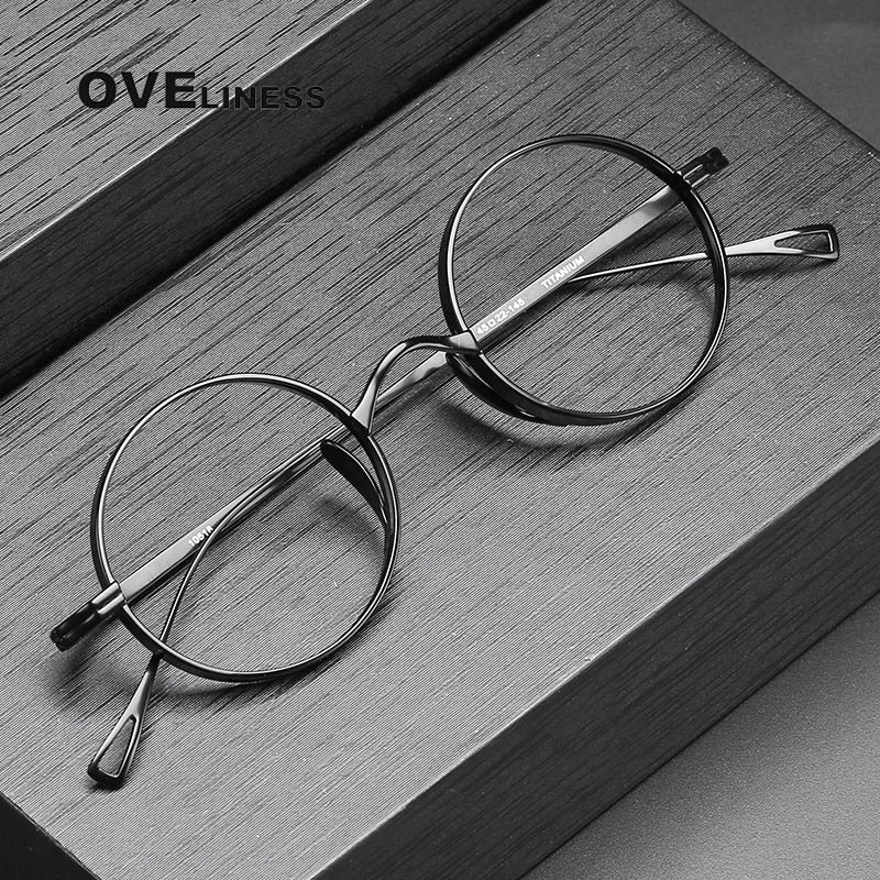 Oveliness Unisex Full Rim Round Titanium Eyeglasses 10518 Full Rim Oveliness