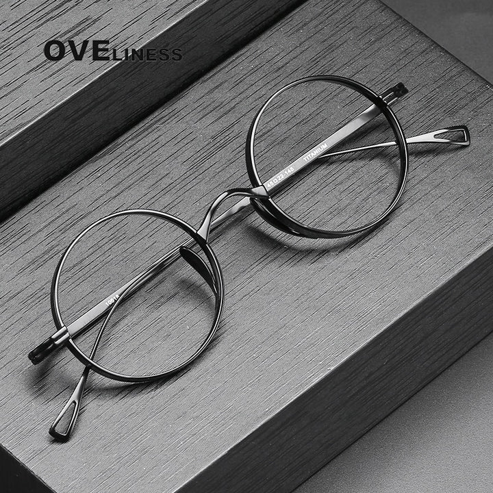Oveliness Unisex Full Rim Round Titanium Eyeglasses 10518 Full Rim Oveliness