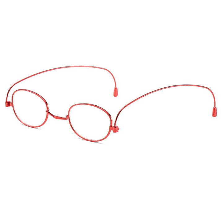 Hdcrafter Unisex Full Rim Round Oval Alloy Anti Blue Reading Glasses Reading Glasses Hdcrafter Eyeglasses +100 Red