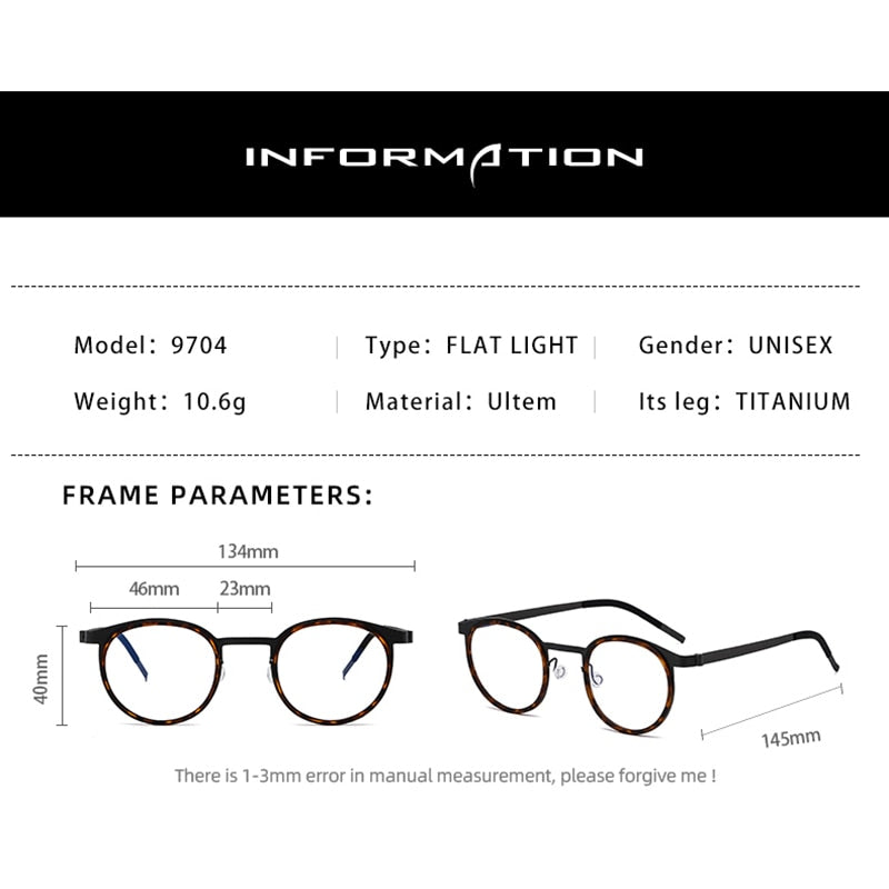 Reven Jate Unisex Full Rim Round Titanium Acetate Eyeglasses 9704 Full Rim Reven Jate