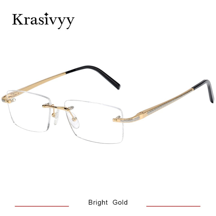 Krasivyy Unisex Rimless Square Titanium Eyeglasses Kr8604 Rimless Krasivyy Bright Gold CN