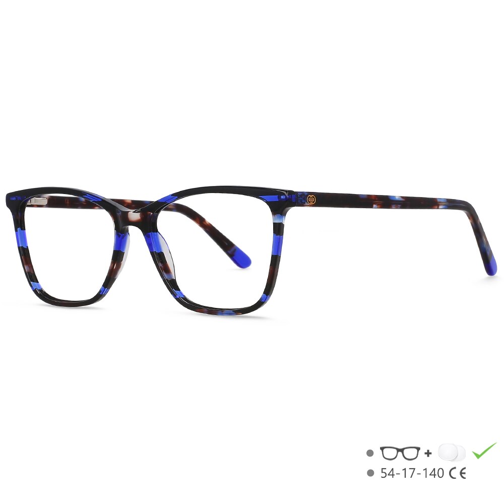 CCspace Unisex Full Rim Square Cat Eye Acetate Eyeglasses 55567 Full Rim CCspace Blue China