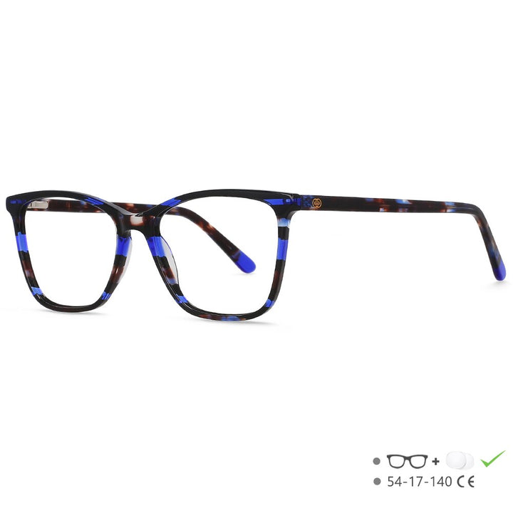 CCspace Unisex Full Rim Square Cat Eye Acetate Eyeglasses 55567 Full Rim CCspace Blue China