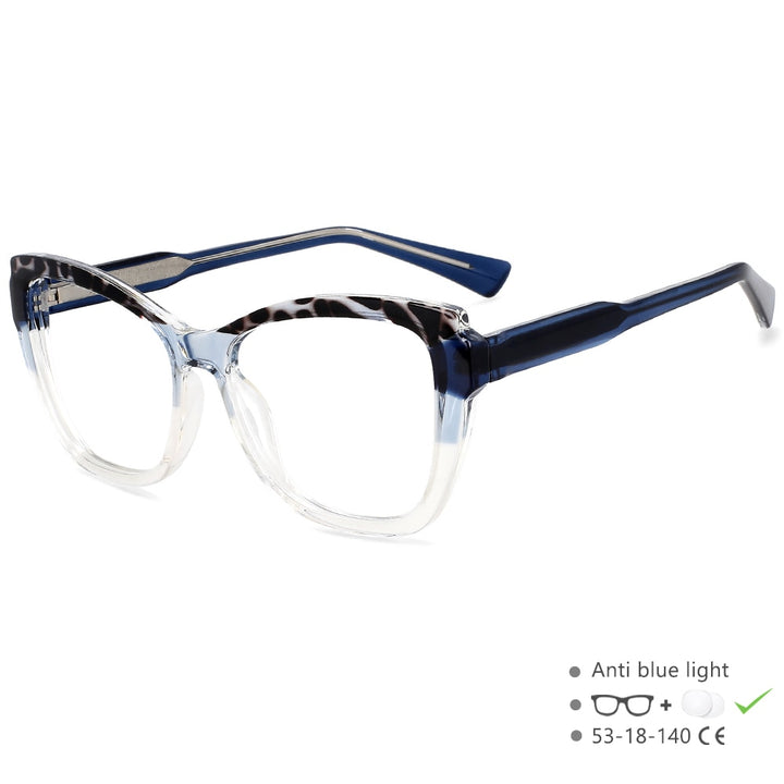 CCspace Unisex Full Rim Square Cat Eye Tr 90 Titanium Eyeglasses 54473 Full Rim CCspace China Blue