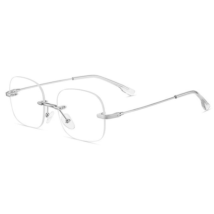Handoer Men's Rimless Customized Lens Shape Titanium Eyeglasses 31315 Rimless Handoer Silver  