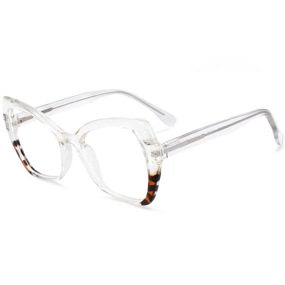 CCspace Unisex Full Rim Cat Eye Tr 90 Titanium Frame Eyeglasses 54153 Full Rim CCspace Clear