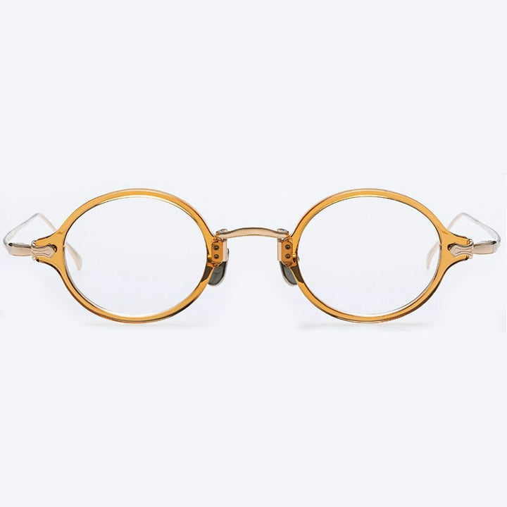 Gatenac Unisex Full Rim Round Tr 90 Titanium Eyeglasses Gxyj969 Full Rim Gatenac Yellow