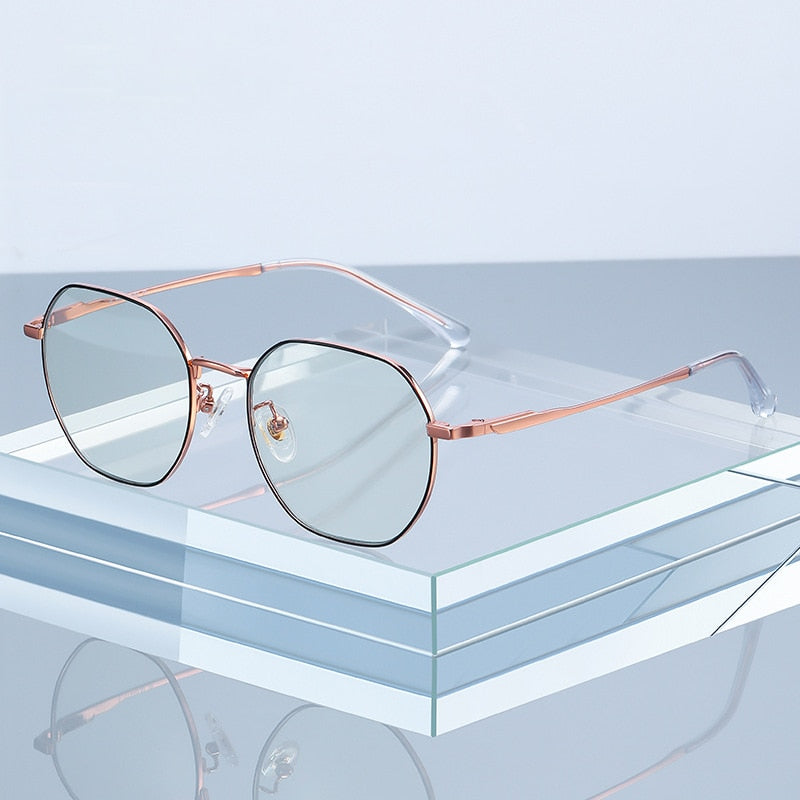 Hotony Women's Full Rim Polygonal Titanium Eyeglasses St6210 Full Rim Hotony