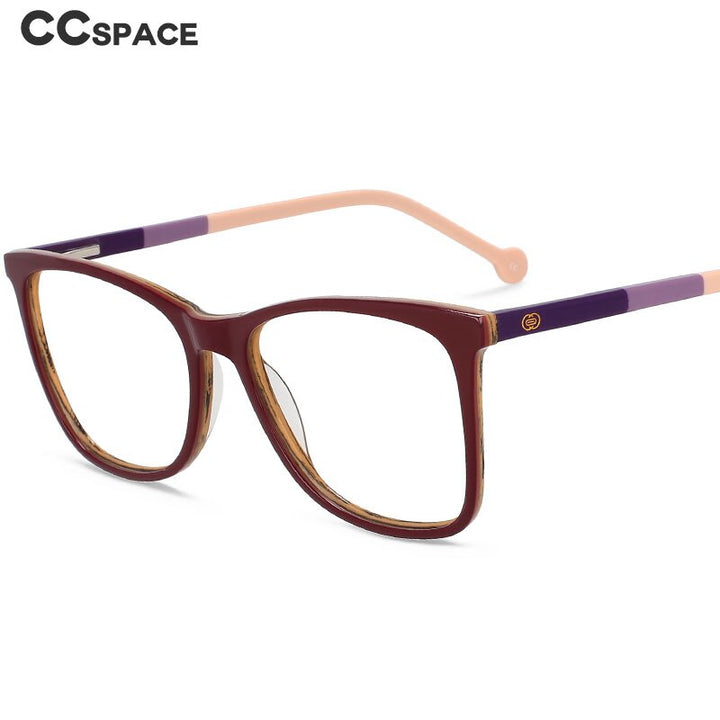 CCspace Unisex Full Rim Square Acetate Eyeglasses 55565 Full Rim CCspace