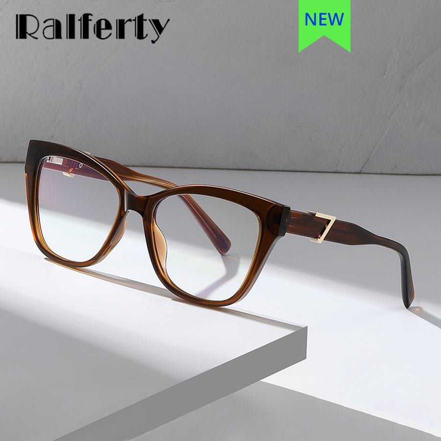 Ralferty Women's Full Rim Square Cat Eye Acetate Eyeglasses D909 Full Rim Ralferty   