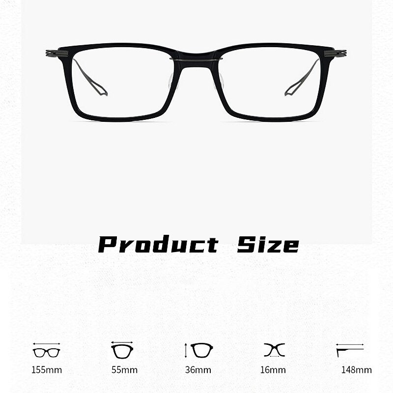 Yimaruili Unisex Full Rim Square Acetate Titanium Eyeglasses 1128 Full Rim Yimaruili Eyeglasses