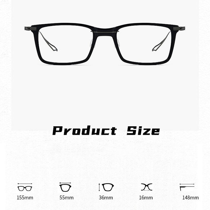 Yimaruili Unisex Full Rim Square Acetate Titanium Eyeglasses 1128 Full Rim Yimaruili Eyeglasses
