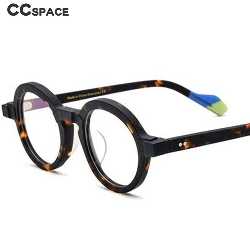CCspace Unisex Full Rim Irregular Round Acetate Eyeglasses 54704 Full Rim CCspace