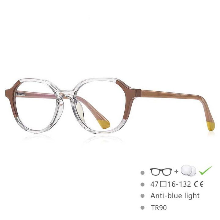 CCspace Children's Unisex Full Rim Square Round Tr 90 Titanium Frame Eyeglasses 54572 Full Rim CCspace Khaki-clear China