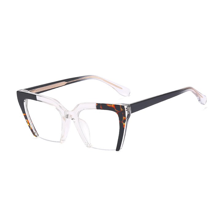 Ralferty Women's Full Rim Square Cat Eye Tr 90 Acetate Eyeglasses F81058 Full Rim Ralferty China C1 Black  Leopard