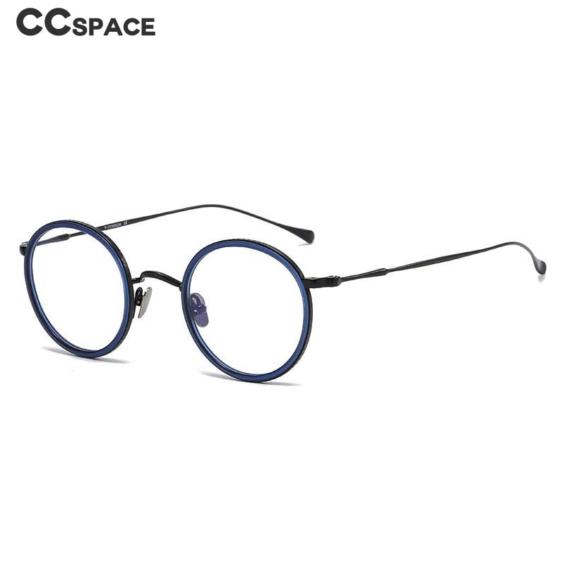 CCspace Unisex Full Rim Round Titanium Eyeglasses 53234 Full Rim CCspace