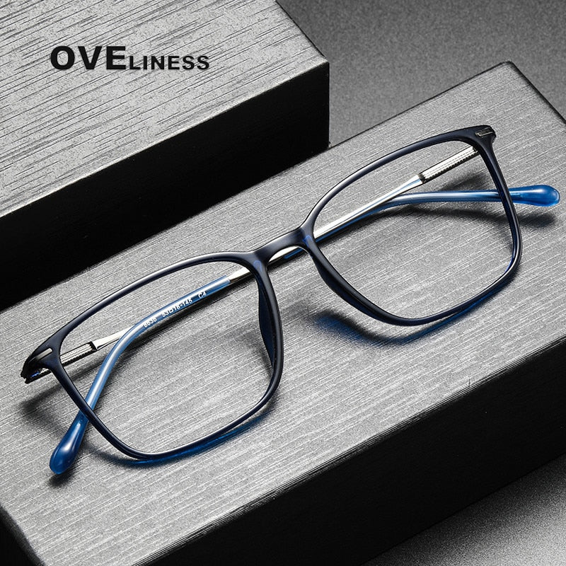 Oveliness Unisex Full Rim Square Acetate Titanium Eyeglasses 8636 Full Rim Oveliness