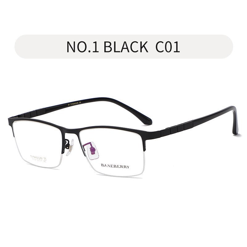 Zirosat Unisex Semi Rim Square Titanium Eyeglasses 71137 Semi Rim Zirosat black