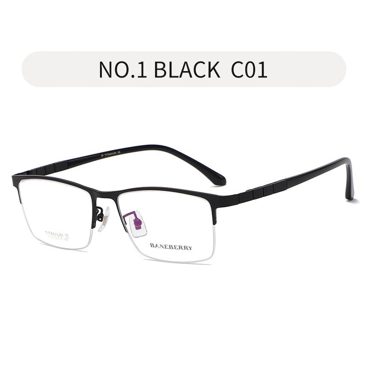 Zirosat Unisex Semi Rim Square Titanium Eyeglasses 71137 Semi Rim Zirosat black