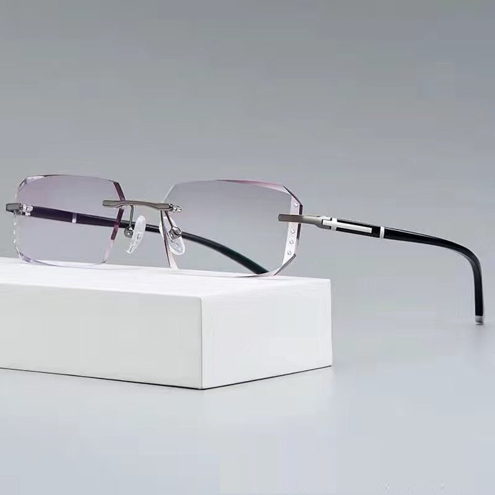 Cubojue Unisex Rimless Square Alloy Tinted Lens Reading Glasses G858 Reading Glasses Cubojue anti blue light 0 grey grey 