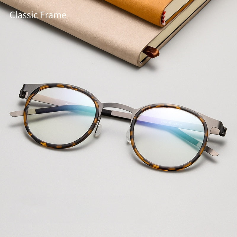 Gmei Unisex Full Rim Round Square Screwless Titanium 9704Jw Full Rim Gmei Optical