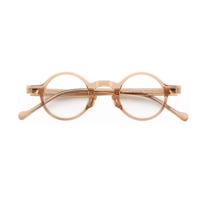 Yujo Unisex Full Rim Small Round Acetate Fiber Eyeglasses Y077 Full Rim Yujo