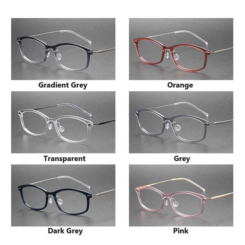 Oveliness Unisex Full Rim Square Screwless Acetate Titanium Eyeglasses 6512 Full Rim Oveliness