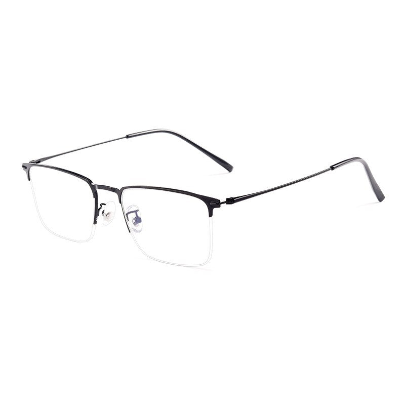 Hotochki Men's Full/Semi Rim SquareTitanium Frame Eyeglasses 0608-0606 Semi Rim Hotochki Half Black