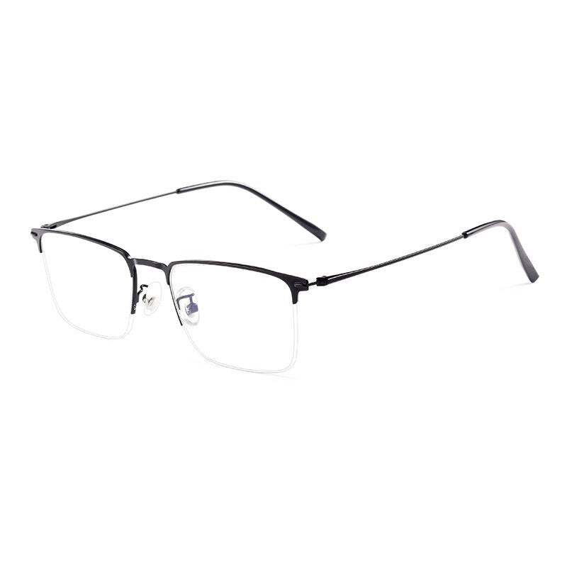 Hotochki Men's Full/Semi Rim SquareTitanium Frame Eyeglasses 0608-0606 Semi Rim Hotochki Half Black  