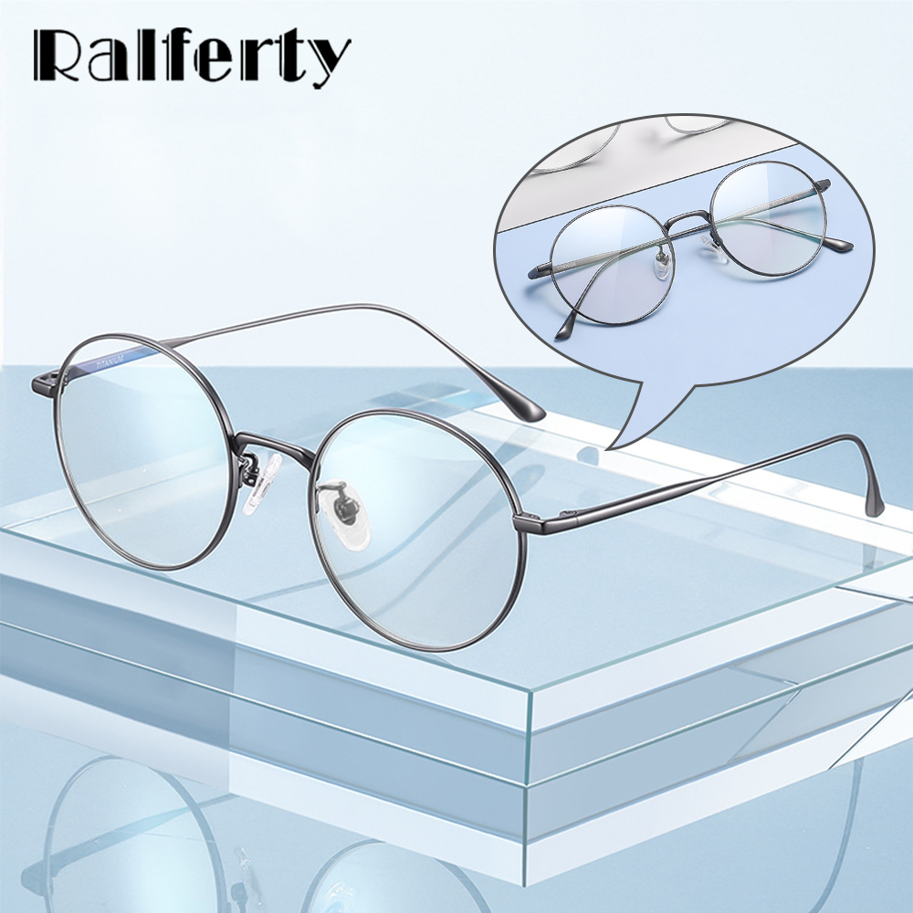 Ralferty Unisex Full Rim Oversized Round Titanium Eyeglasses Full Rim Ralferty