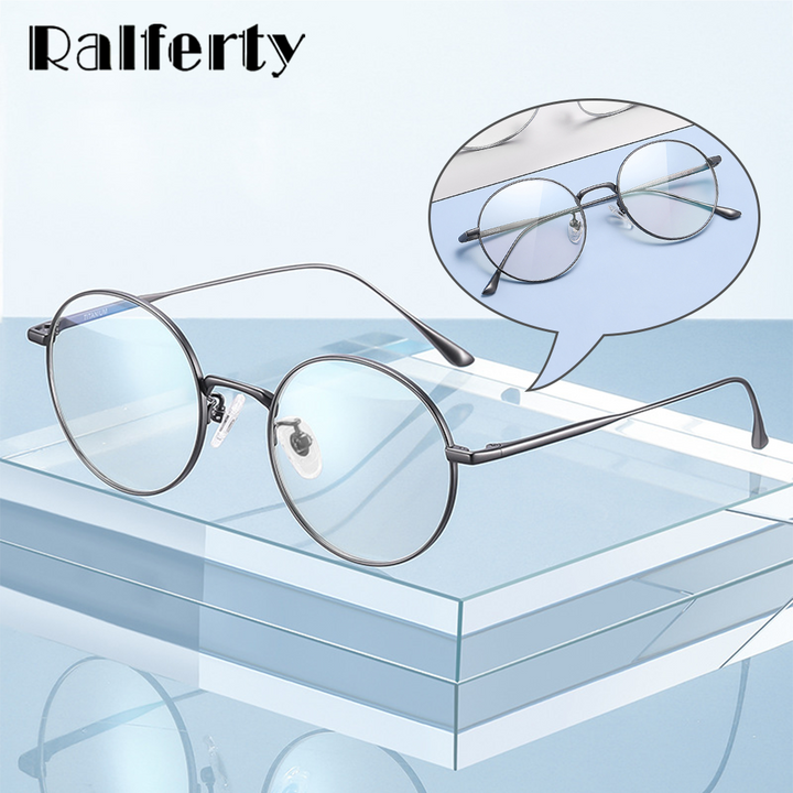 Ralferty Unisex Full Rim Oversized Round Titanium Eyeglasses Full Rim Ralferty