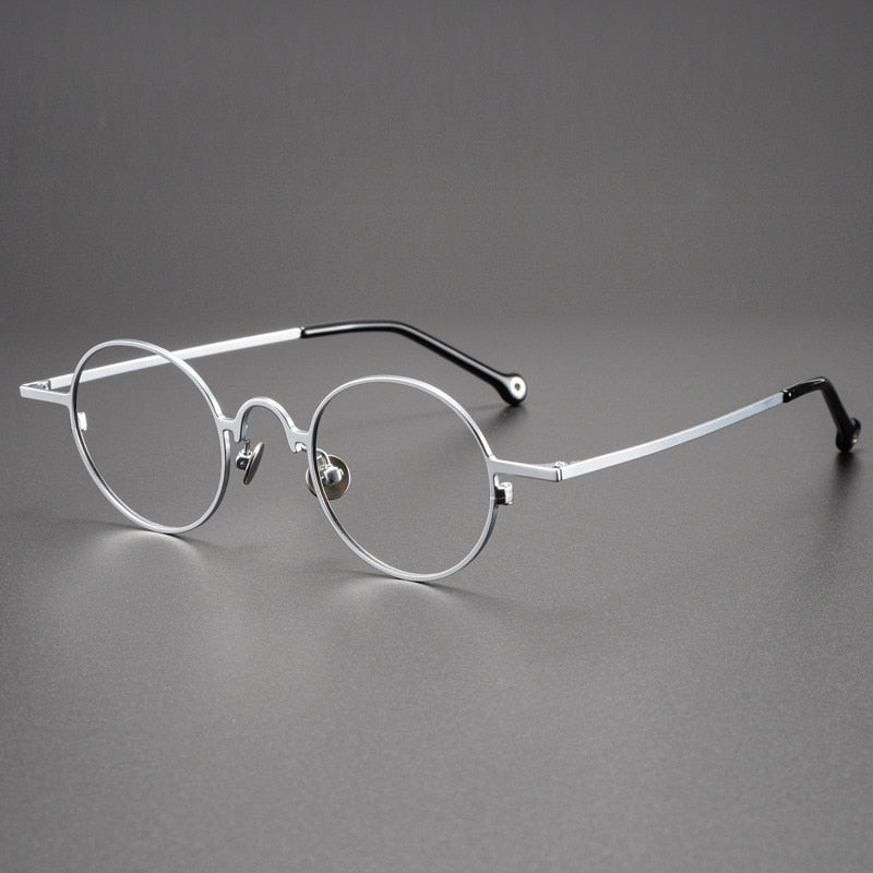 CCspace Unisex Full Rim Round Titanium Alloy Eyeglasses 54909 Full Rim CCspace Silver China
