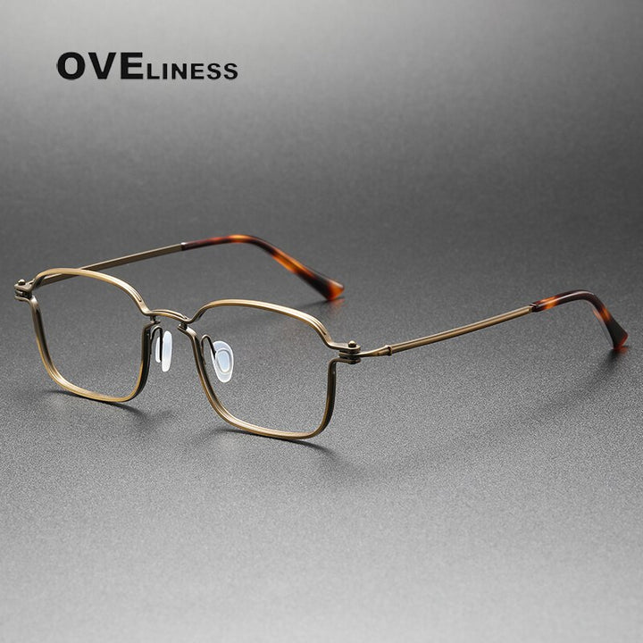 Oveliness Unisex Full Rim Square Titanium Eyeglasses 5898 Full Rim Oveliness bronze