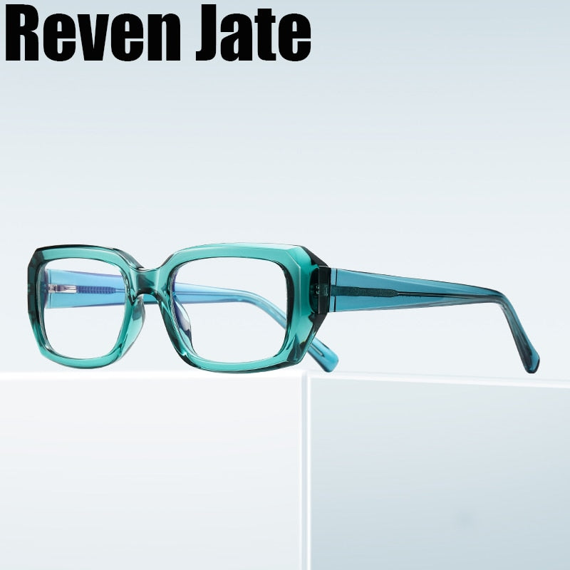 Reven Jate Unisex Full Rim Square Acetate Eyeglasses 2154 Full Rim Reven Jate