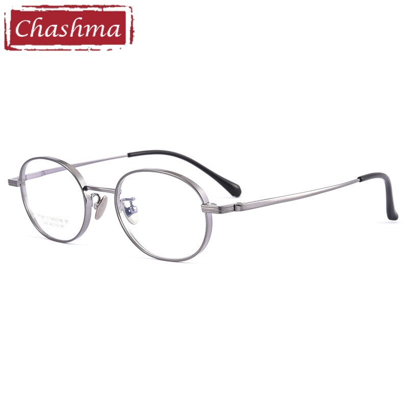 Chashma Ottica Unisex Full Rim Small Round Titanium Eyeglasses 2042 Full Rim Chashma Ottica Gray