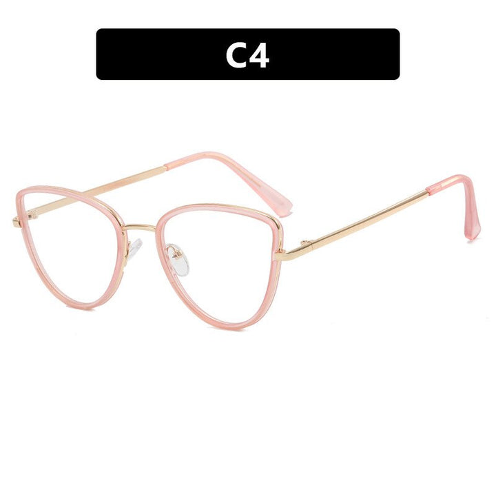 CCspace Unisex Full Rim Square Cat Eye Alloy Eyeglasses 55626 Full Rim CCspace China Pink