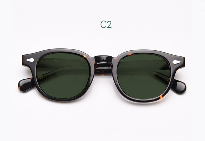 Yujo Unisex Full Rim Round Acetate UV400 Polarized Sunglasses 21021 Sunglasses Yujo C2 China