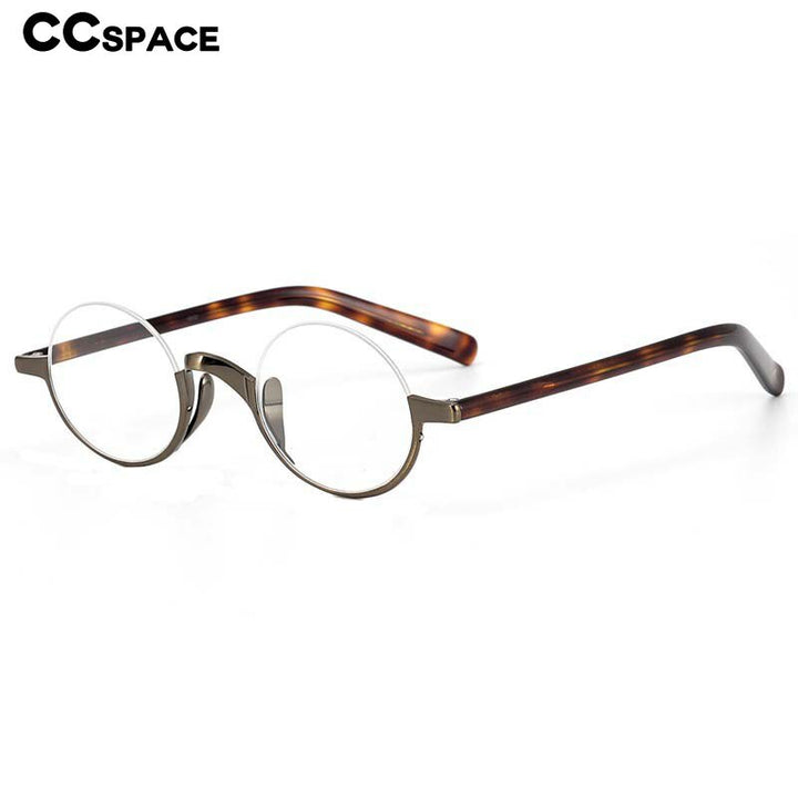 CCspace Unisex Semi Rim Round Acetate Titanium Eyeglasses 53703 Semi Rim CCspace