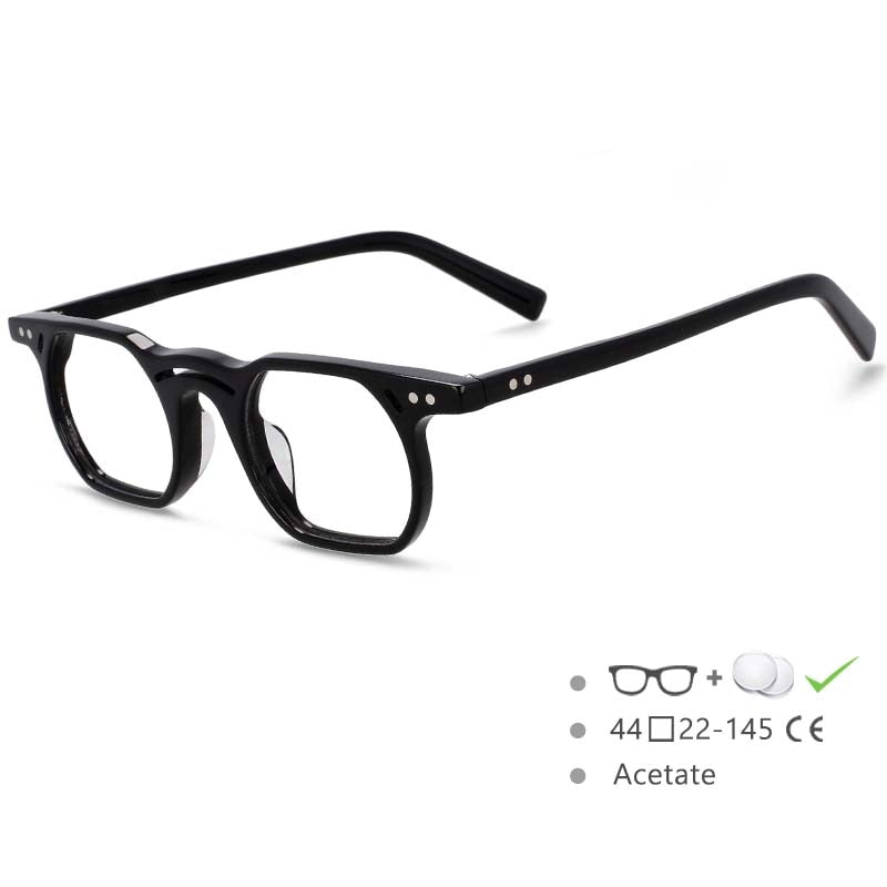 CCspace Unisex Full Rim Polygonal Round Acetate Double Bridge Frame Eyeglasses 54540 Full Rim CCspace black China