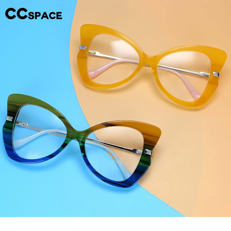 CCspace Women's Full Rim Oversized Acetate Alloy Butterfly Frame Eyeglasses 54326 Full Rim CCspace