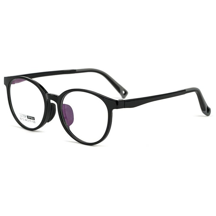 Yimaruili Children's Unisex Full Rim Round Ultem Eyeglasses 8210S Full Rim Yimaruili Eyeglasses Black